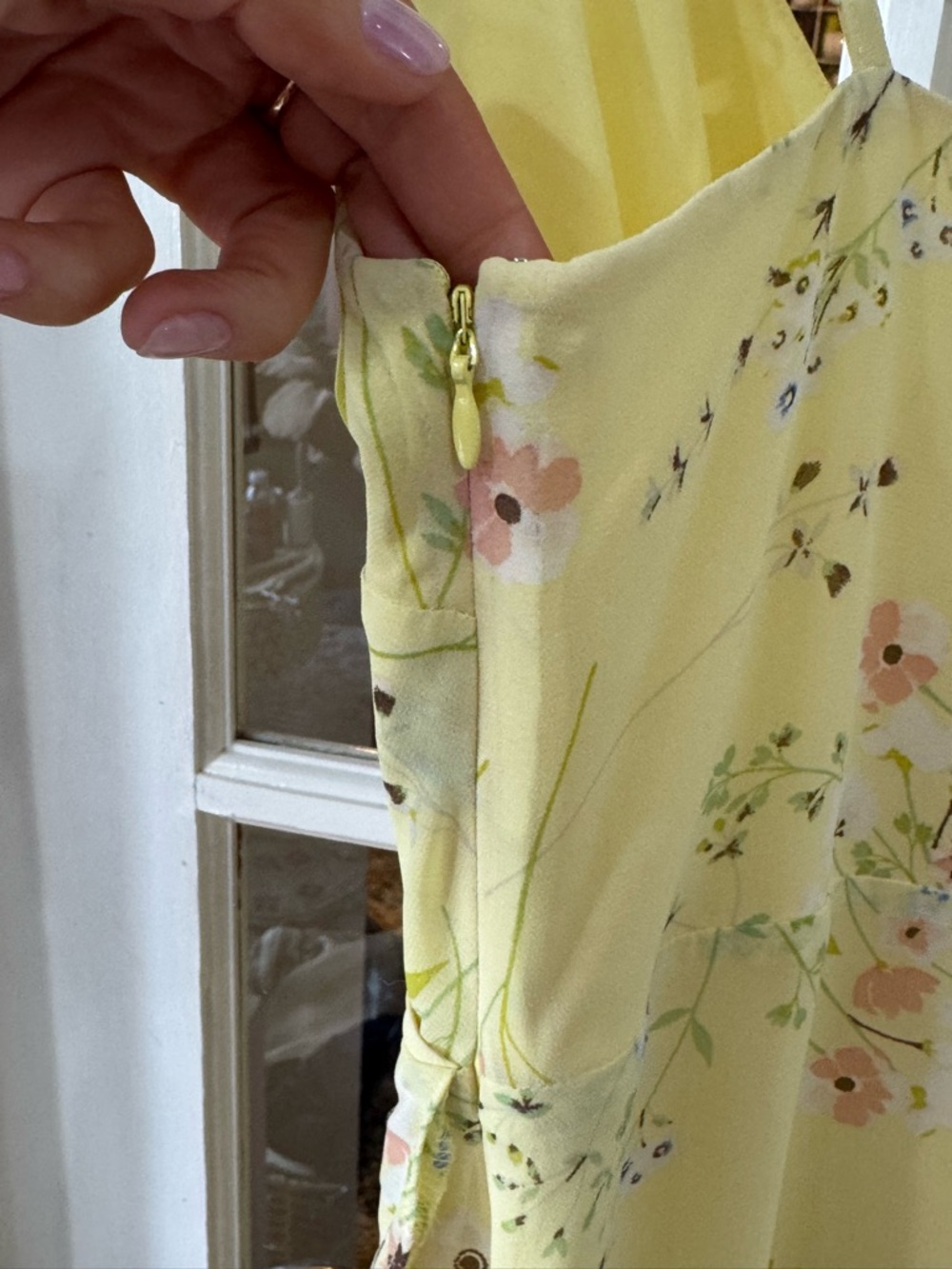 LOFT Yellow Floral Wrap-Style Midi Dress - Picture 5 of 6